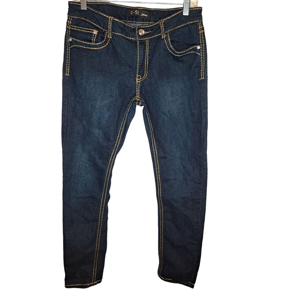 U-51 Junior 13/14 Blue Big Stitch Gold Accent Jeans